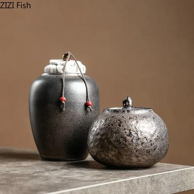 Keramik-Teekanne im japanischen Stil mit Deckel, Teebehälter, tragbarer, versiegelter Vorratstank, für die Küche zu Hause, Süßigkeiten, Kaffeebohnen