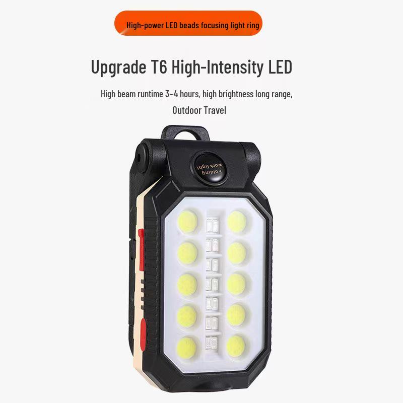 COB LED Work Light: USB Charge, Magnetic Hook, Power Display, Emergency Flashlight