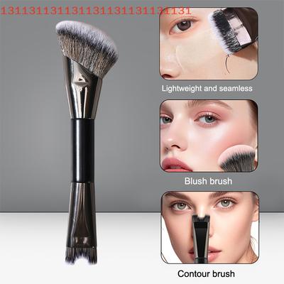 Double Head Makeup Brush Powder Blusher Brush Foundation Brush U-shaped Nose Shadow Contour Brush Multifunctional Beauty Tool