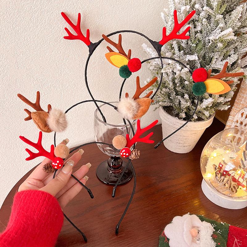 Mori Style Christmas Reindeer Antler Headband for Women & Children - Festive Hair Accessory