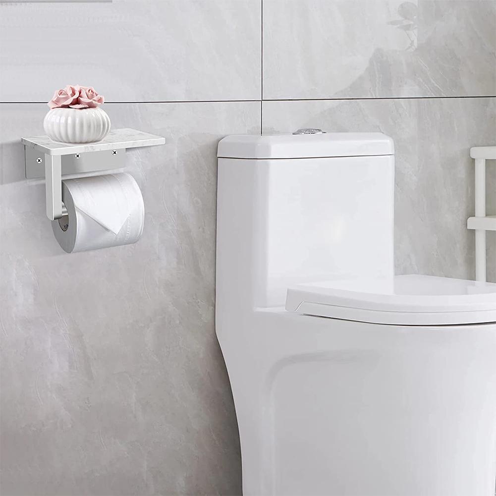 Marble Paper Storage Rack Metal Modern Style Paper Towel Dispenser Multifunctional with Phone Holder for Home Kitchen Bathroom