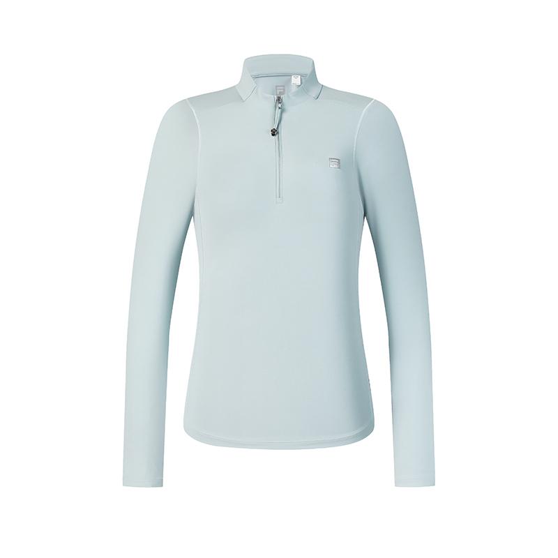 Fila Black Simple Solid Long Sleeve Sports Sun Protection T-Shirt Women Tops Green A11W431207FTQ