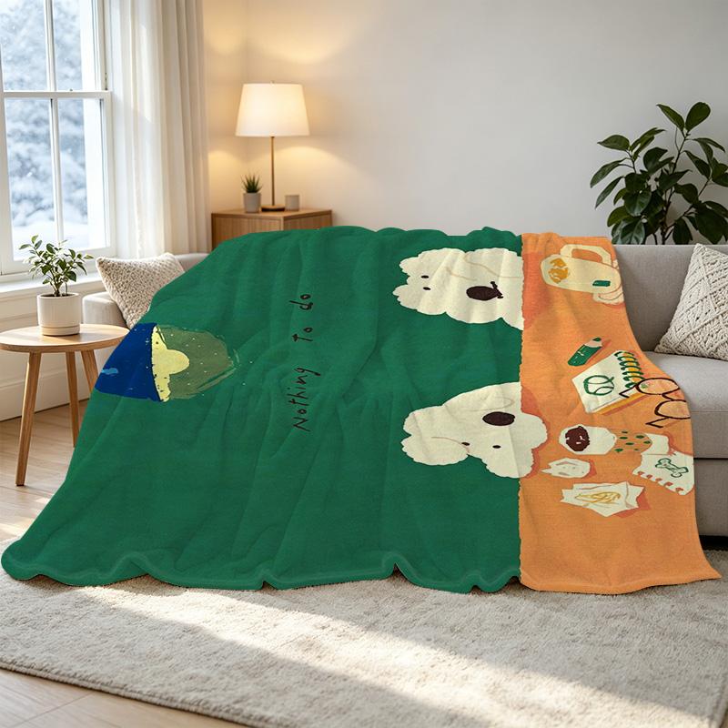 Soft Warm Flannel Hemmed Anime Throw Blanket - Cozy Sofa Home Cover, Ideal for Christmas & Halloween Leisure