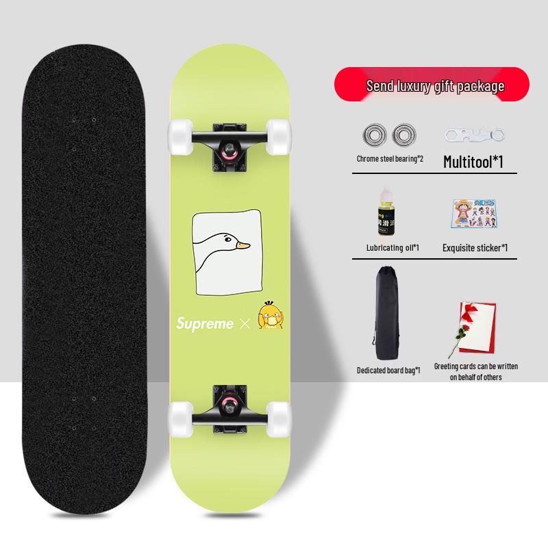 Beginner Entry-Level Double Rocker Skateboard for Street Cruising - Professional Short Board for Boys, Girls, and Adults