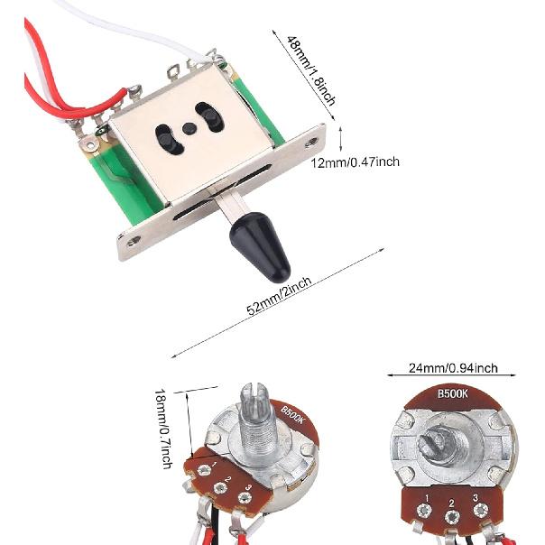Guitar Wiring Harness, 3 Way Toggle Switch Guitar Electric Guitar Wiring Kit 500k Wiring Harness Easy To Install