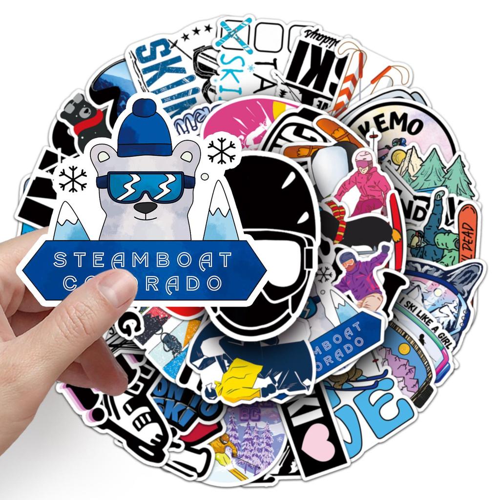 Ski and Sports Stickers: 50 Waterproof, Trendy Designs for Luggage, Suitcases, and Laptops