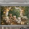 2D Whimsical Woodland Baby Bear Backdrop 2D Flat Print for Baby Showers, Christenings, and Kids Events