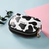 Cute Cow Pattern Coin Purse for Women Card Wallet Students Double Pocket Zipper Key Bag Portable Lipstick Bank Card Bag