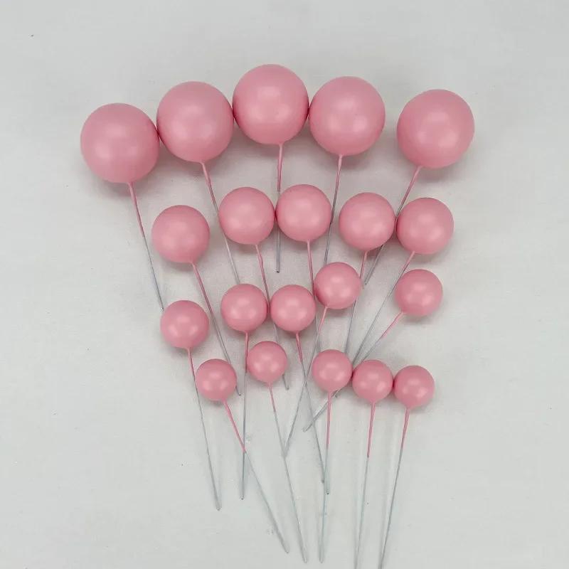 20pcs Heart Shape Cake Topper Mix Size Gold Silver Pink Love Cake Ball Valentine's Day Cupcake Flag Wedding Engagement Decor