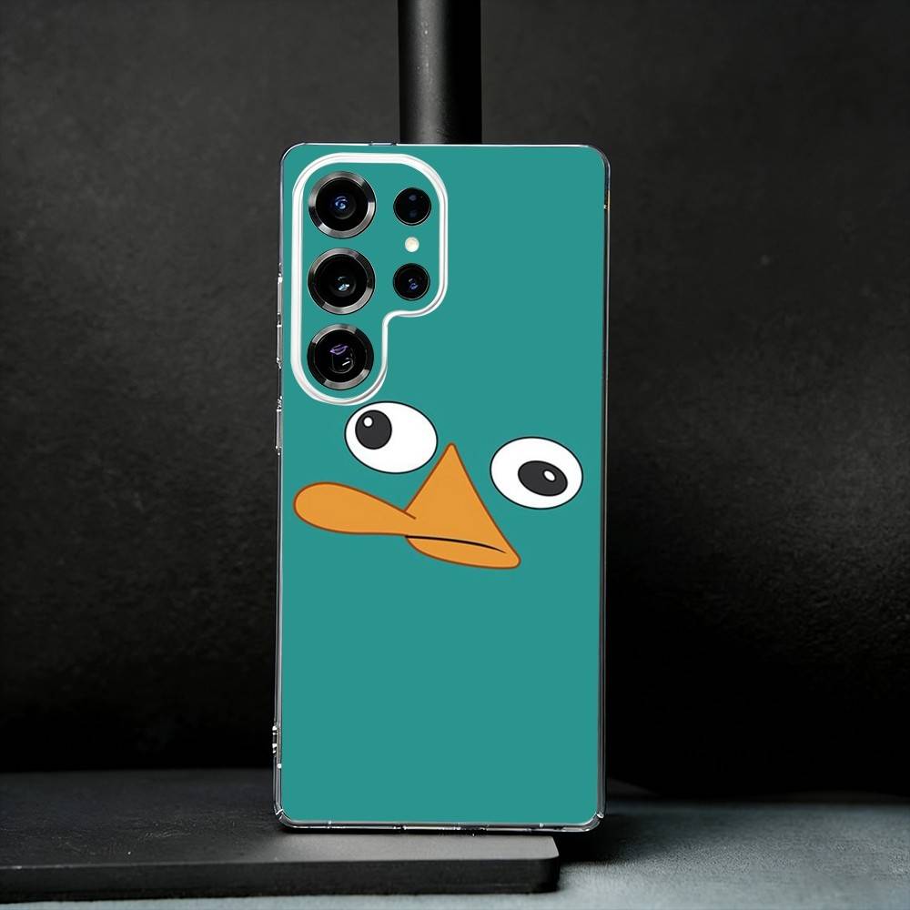Cute Cartoon Perry The Platypus Phone Case For Samsung S25,S24,S21,S22,S23,S30,Ultra,S20,Plus,Fe,Note,10,9,5G Transparent Cover