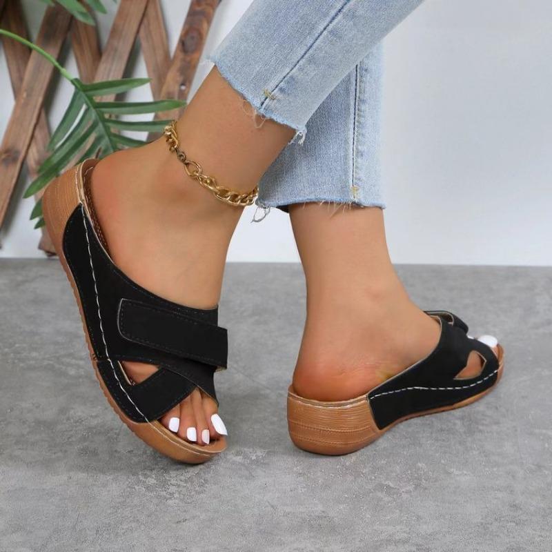 

Flat Shoes Casual One-shoulder Shoes New Style Sandals Thick-soled Women s Slippers 36 чорний
