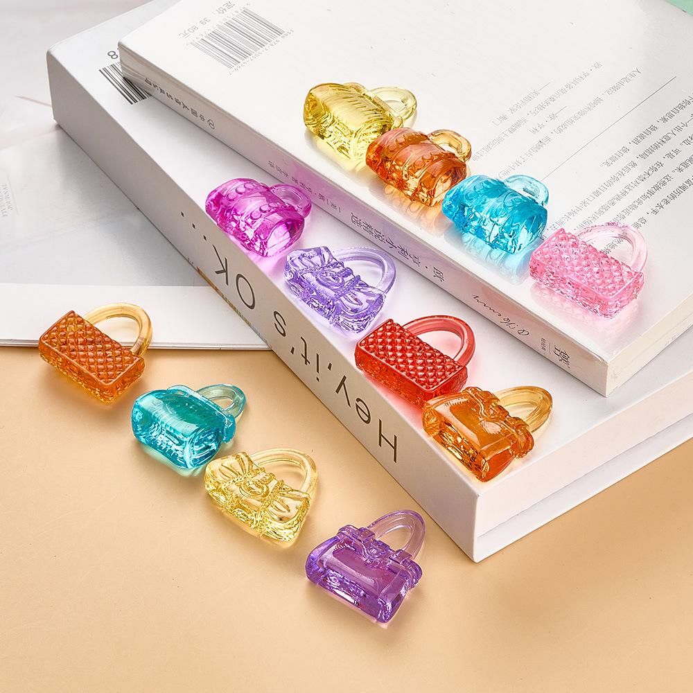 Colorful Acrylic Crystal Gem Cartoon Crown Ring Fun Toy