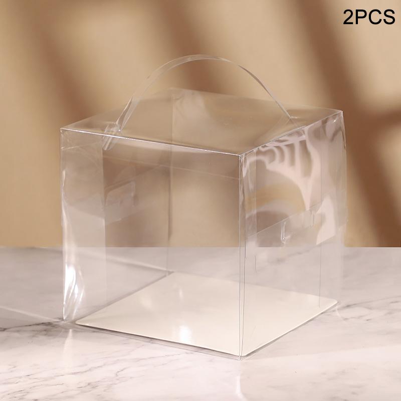 Transparent Cake Box Plastic Dessert Cupcake Packaging Box with Handle Wedding Birthday Party Supplies Gift Wrapping Decoration