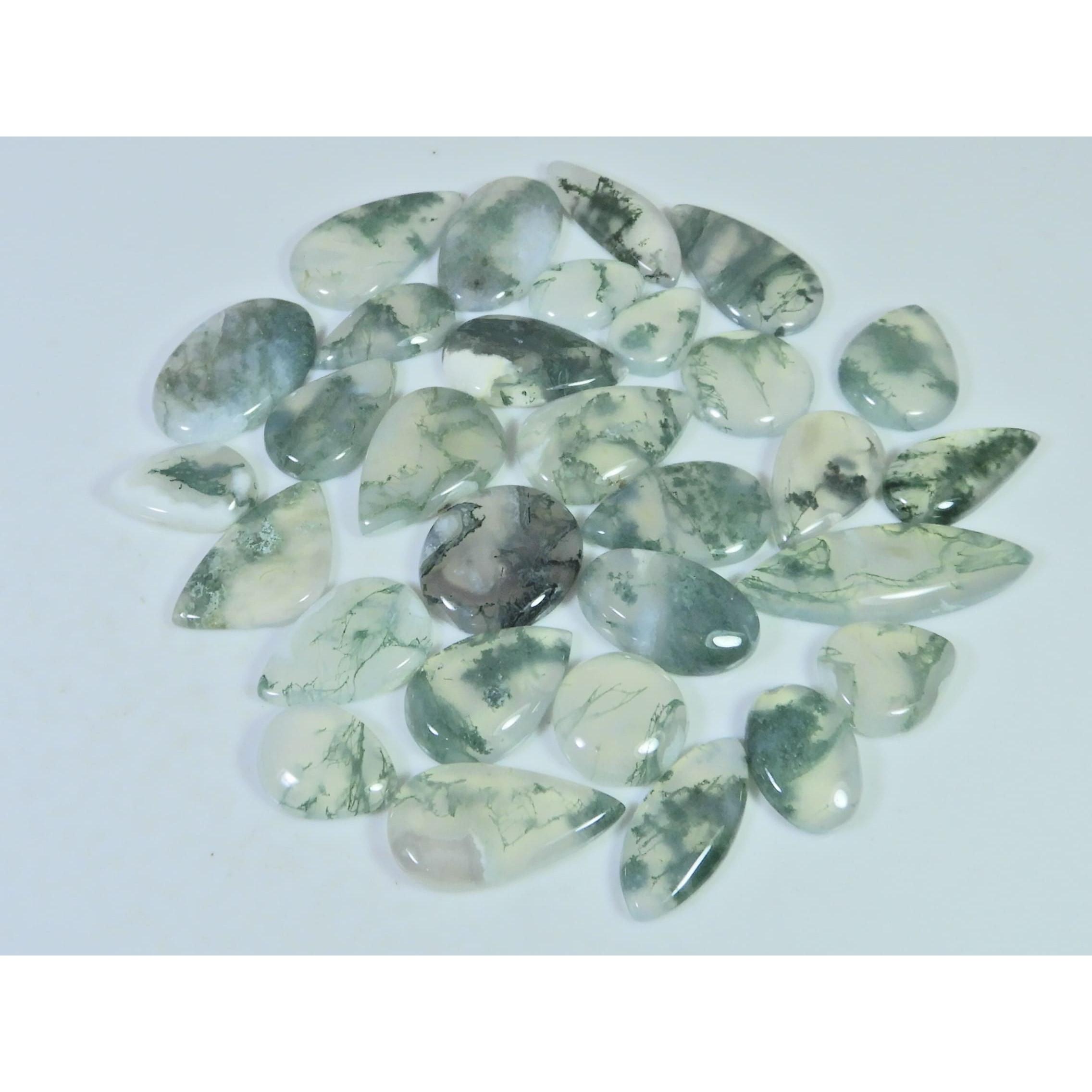 242Cts. Natural Moss Agate Opal Mix Cabachon Loose Gemstone 30 Pcs Lot C-2667