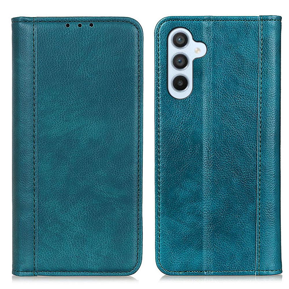 

For Samsung Galaxy S25 FE Stand Case Split Leather Litchi Texture Wallet Phone Cover Green
