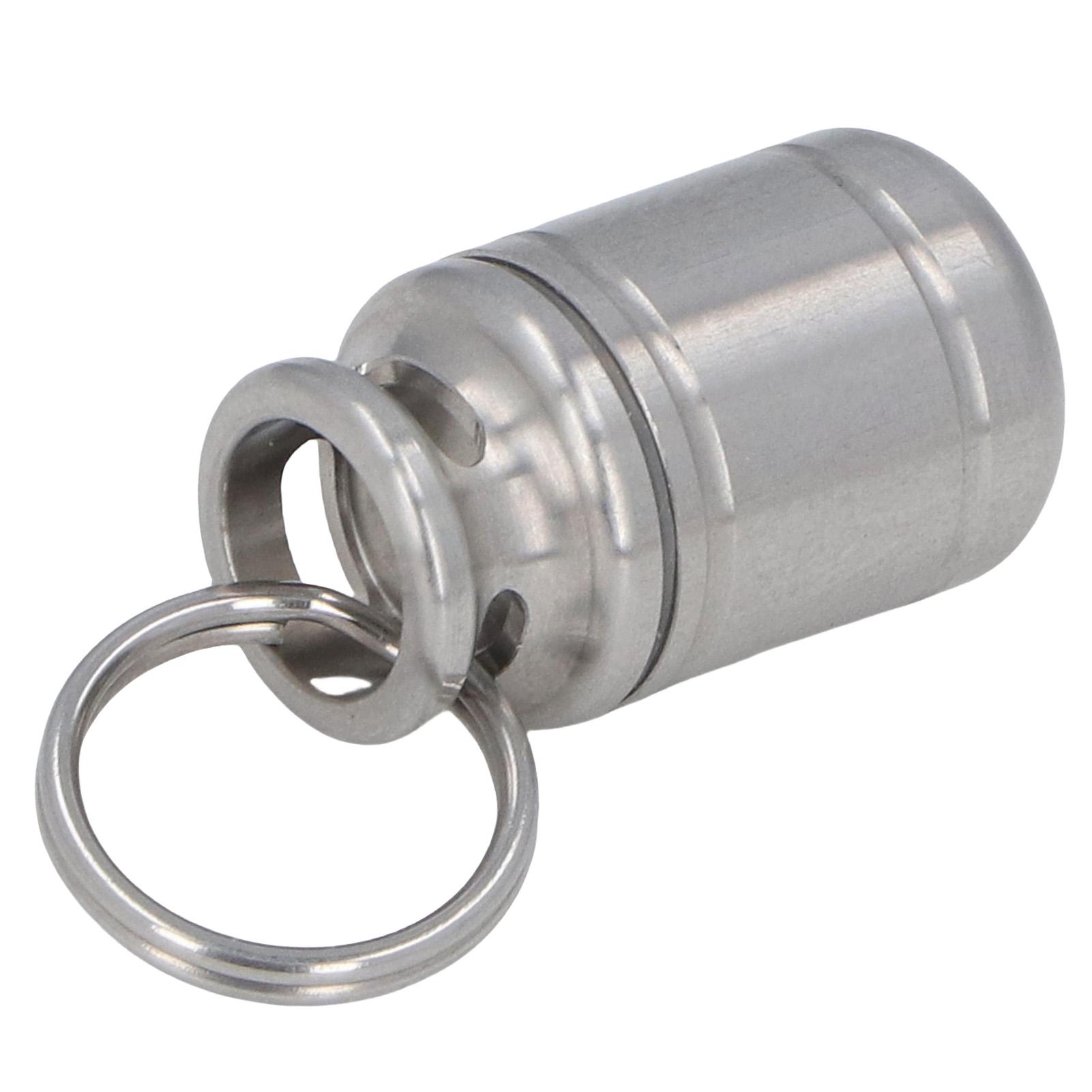 

Small Portable Keychain Medication Container Organizer Airtight Stainless Steel Vitamin Holder for Outdoor Camping