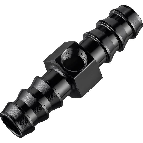 EVIL ENERGY 5/16 Barb Fuel Pressure Gauge Fitting Adapter with 1/8 NPT Sensor Gage Port Aluminum Black
