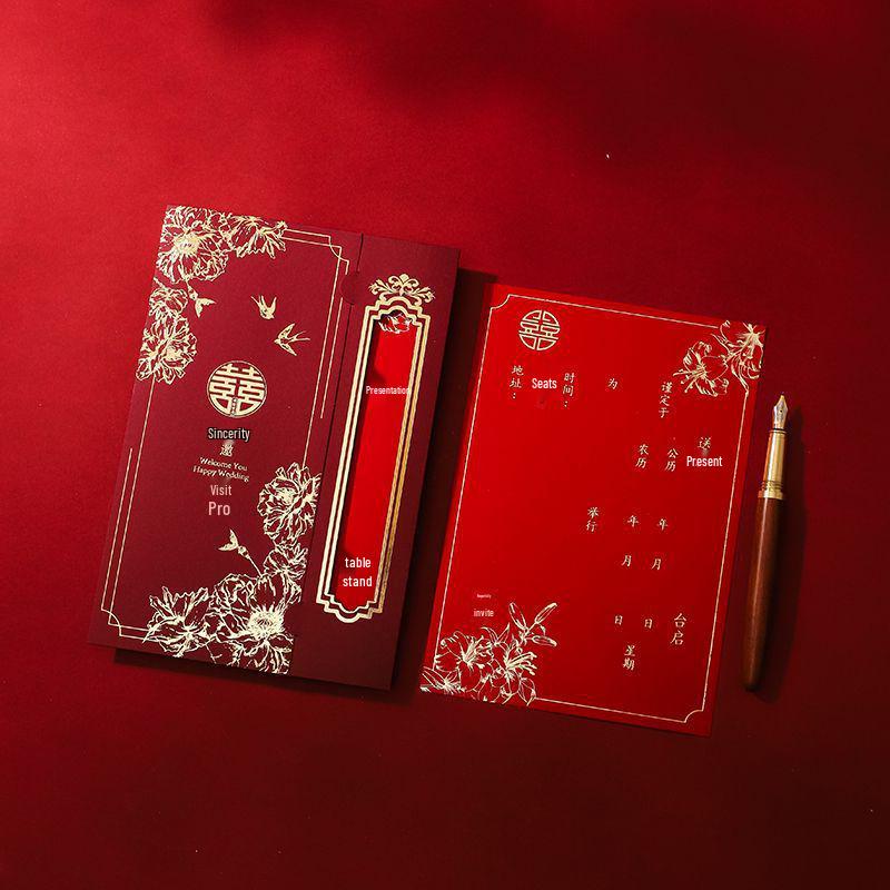 2024 New Chinese Style Wedding Invitation Card - Customizable & Grand Design