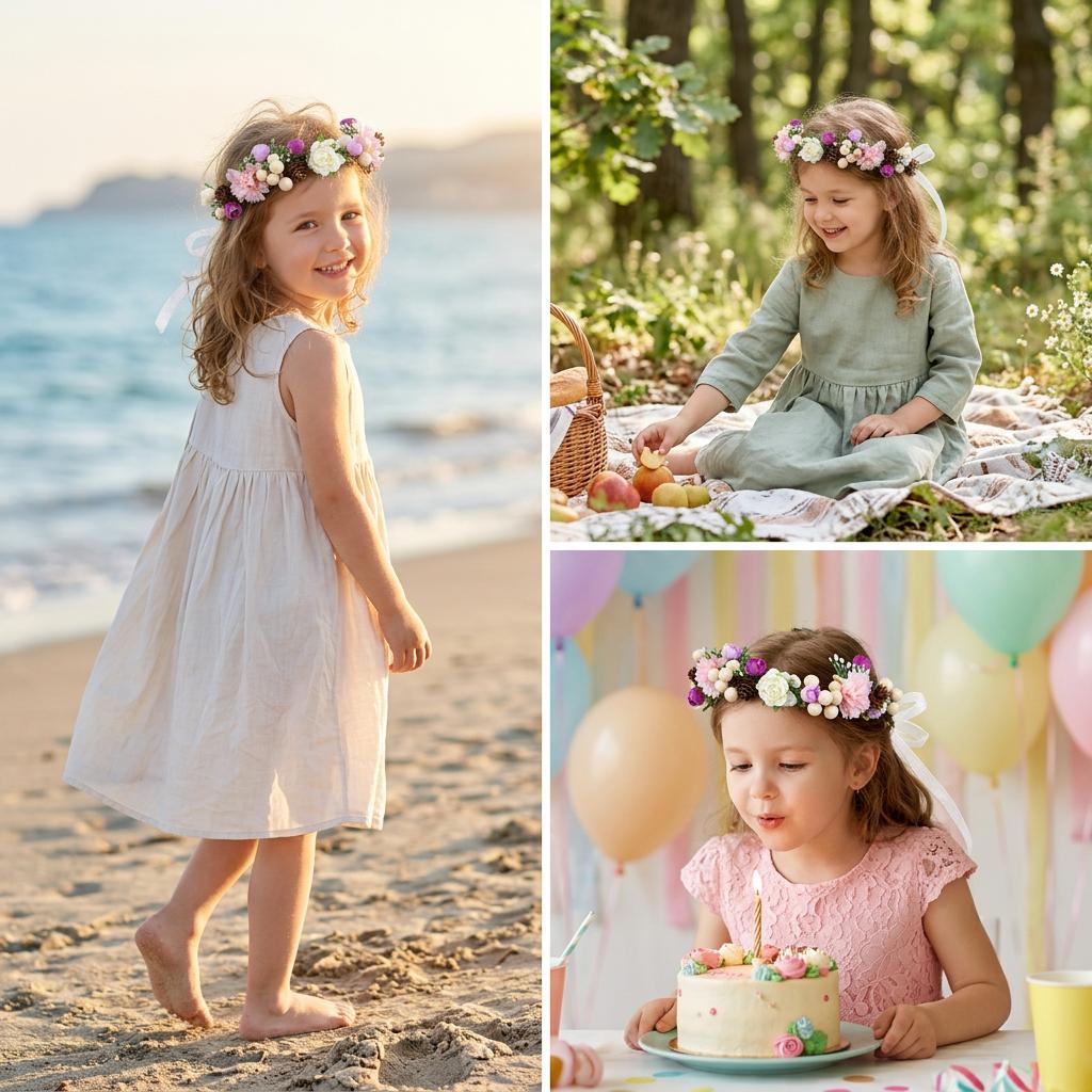 Floral Berry Wreath Hairband for Kids Lightweight Comfortable Nature Style Accessory