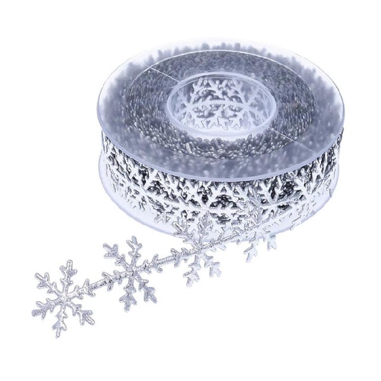 Christmas Glitter Snowflake Shape Lace Ribbons Golden Silver for Wedding Decor