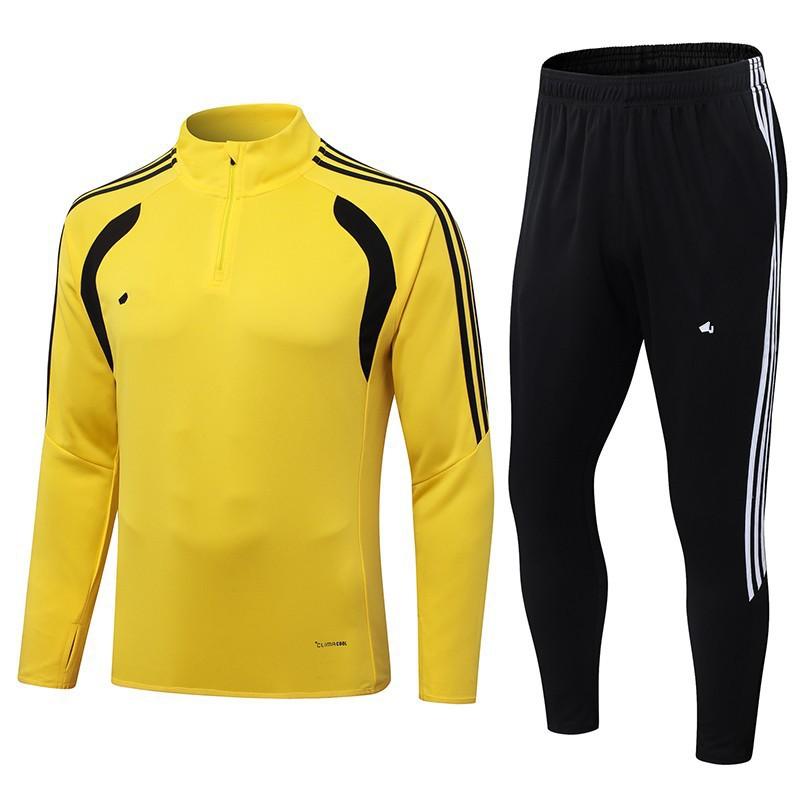 Men Women Soccer Training Kit Half-Zip Long Sleeve Jersey Shorts Set Football Practice Matches