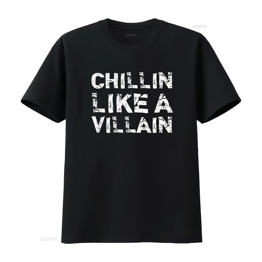 Chillin Like A Villain Vintage Distressed T Shirt vintage Washed designer clothes Unisex Stylish Slightly Casual Breathable
