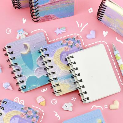A7 Oil Painting Coil This Star Confused Notebook Elementary School Mini Pocket Notepad Blank Inner Page Memo Book