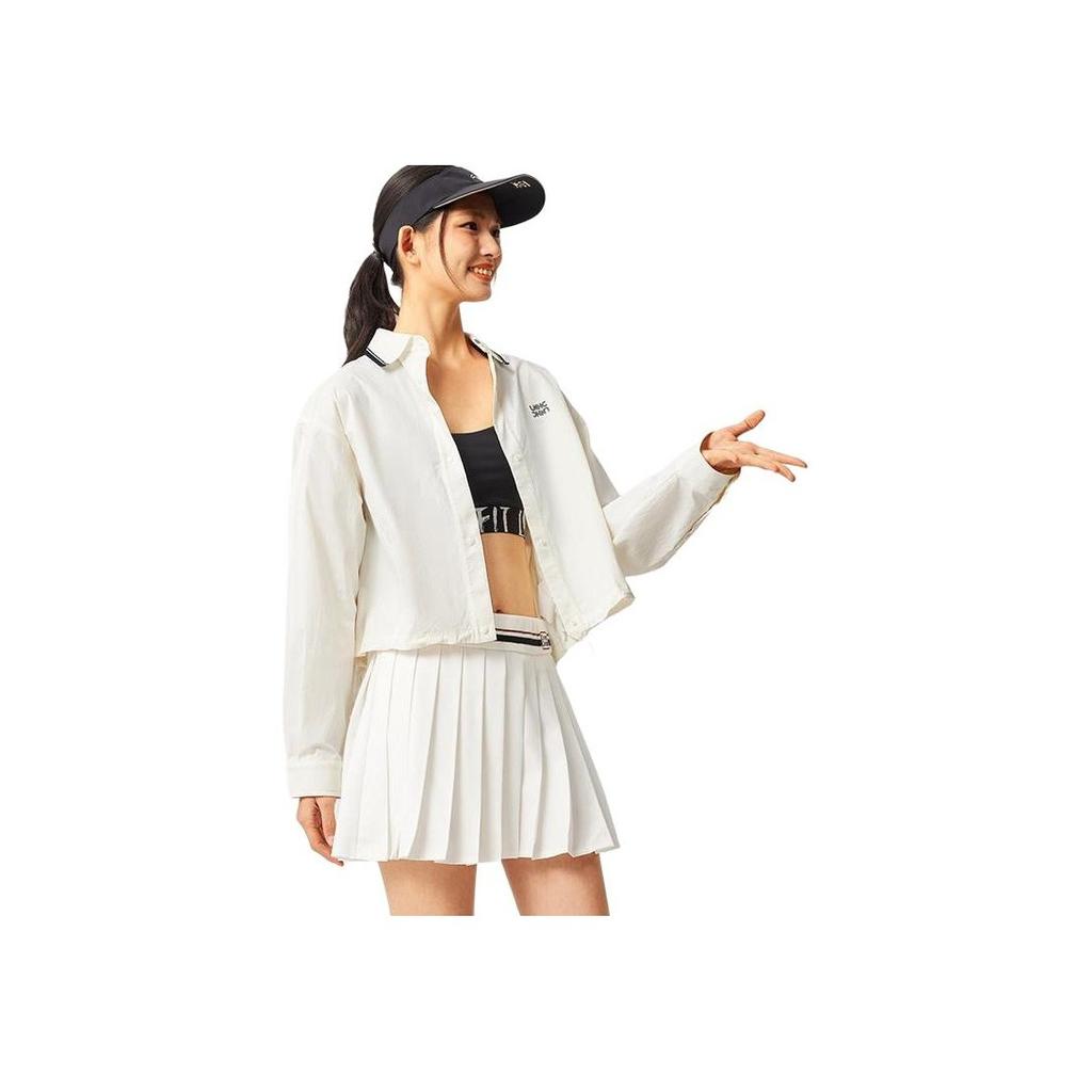 Li-Ning Plain Button-Down Loose Long Sleeve Shirt Women Shirts Off-White ASHV236-1