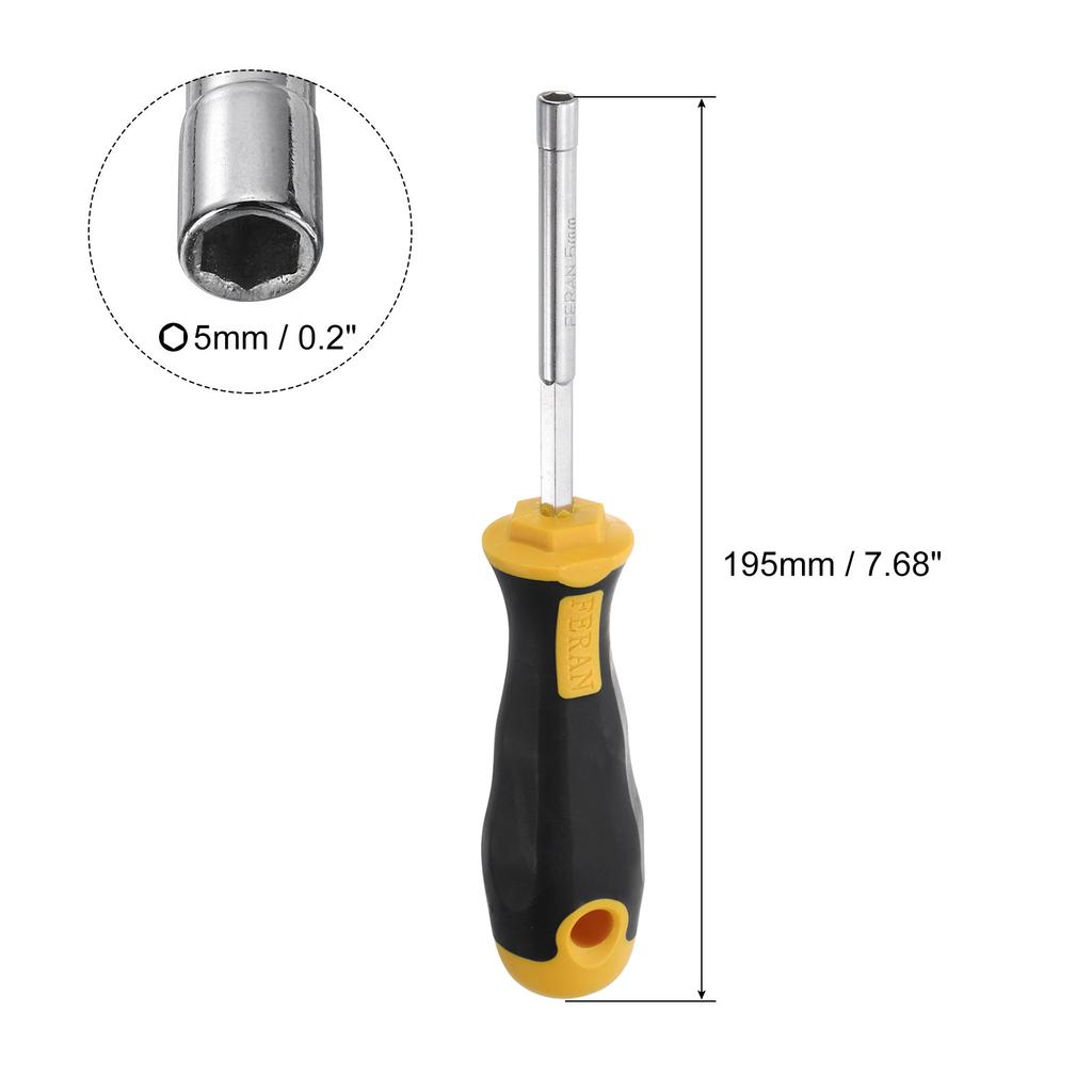 5/6/7/8/10mm Socket Wrench Screwdriver Carbon Steel Hexagon Nut Driver Hand Tool for Hand-Making Automotive Repair Maintenance