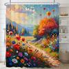 Colorful Flowers and Plants Shower Curtain Scenery Bathroom Curtain Romantic Bath Curtain Polyester Waterproof Bathroom Shower