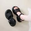 Fashion 8.5CM Fashion Women's Summer Casual Sandals Platform High Heels New Buckle Strap Thick Heels Leather Shoes Chunky Beach Slippers