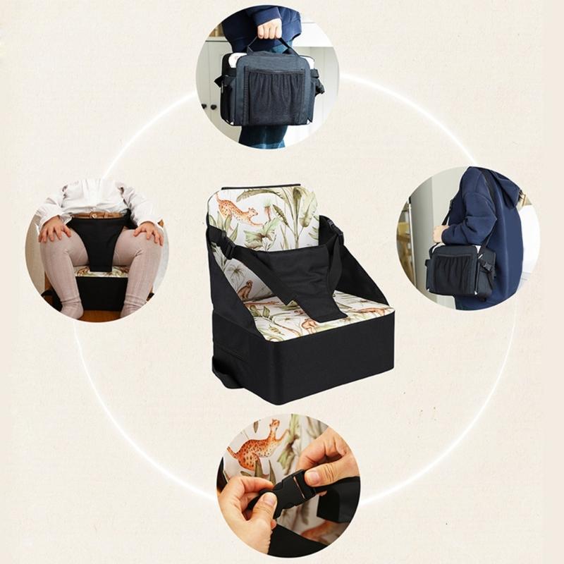 Cestovní podložka na dětskou sedačku, skládací polštářek na jídelní židličku s více ochrannými pásy pro jídelní židle