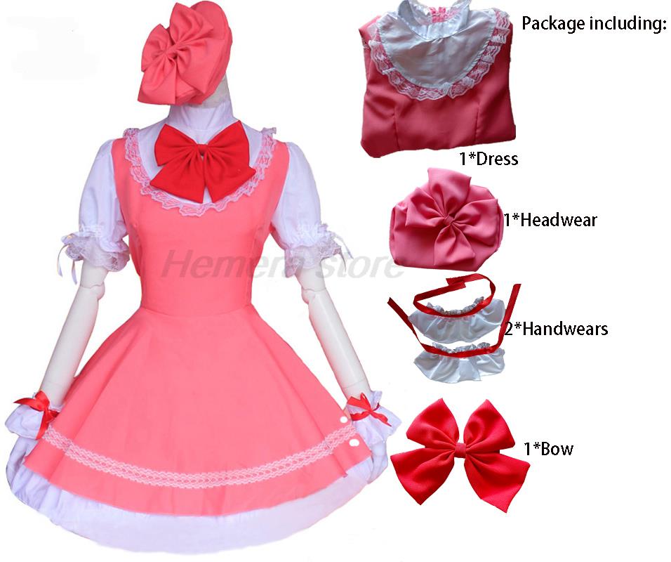 Anime Girls Pink Carcaptor Sakura Princess Dress Cosplay Costume Lolita Dress For Card Combat Uniform Apron Dress with Hat