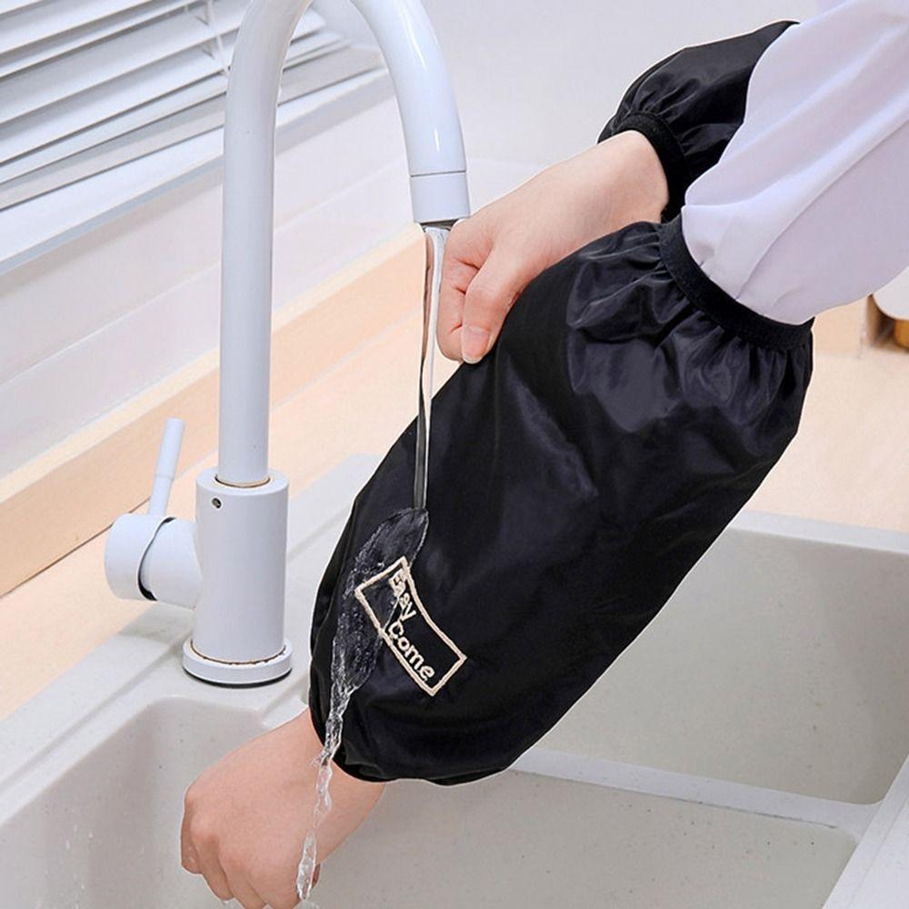 Embroidered Long Waterproof Oversleeves Against Dirt Dishwashing Cleaning Sleeves Men's