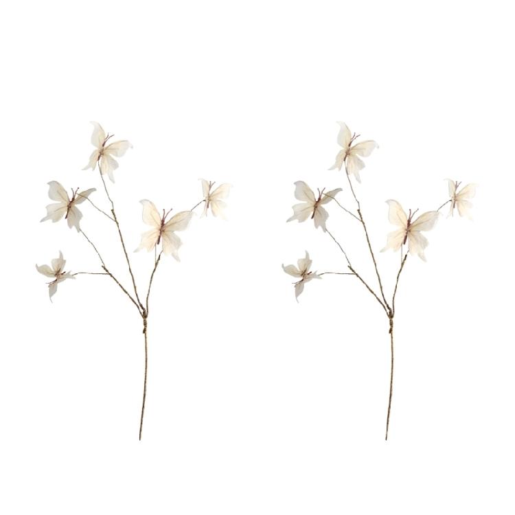 2pcs Faux Dried Branch Decoration Silk Butterfly Blooms Indoor Party Supplies Flower Displays Set Safe to Child