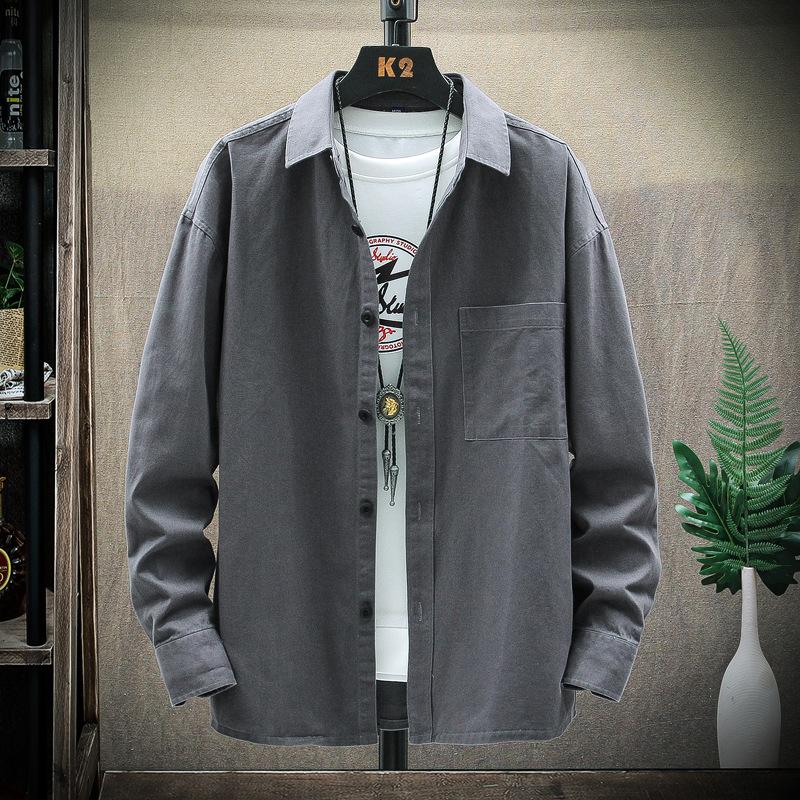 Promotional Fashionable Japanese Style Long Sleeve Pure Cotton Casual Shirt Youth Loose Outerwear Student Shirt Wear Resistant