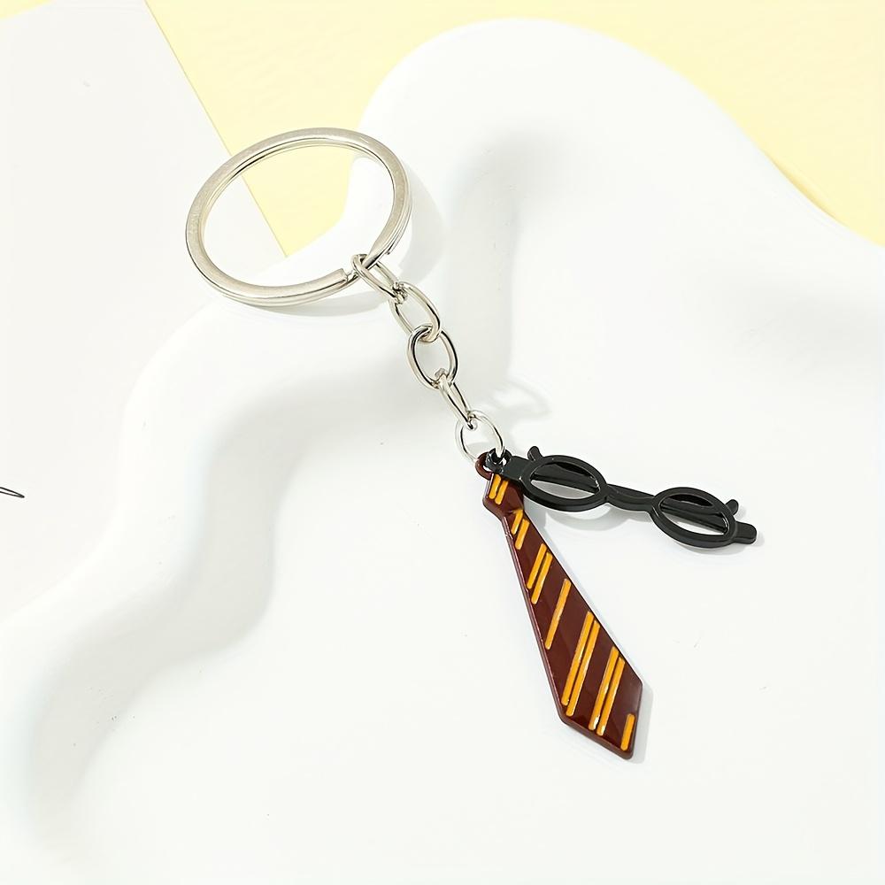 3pcs Hogwarts School of Witchcraft and Wizardry Golden Snitch 9-3/4 Keychain Magic Wizard Hat, College Uniform Tie Metal Decorative Pendant