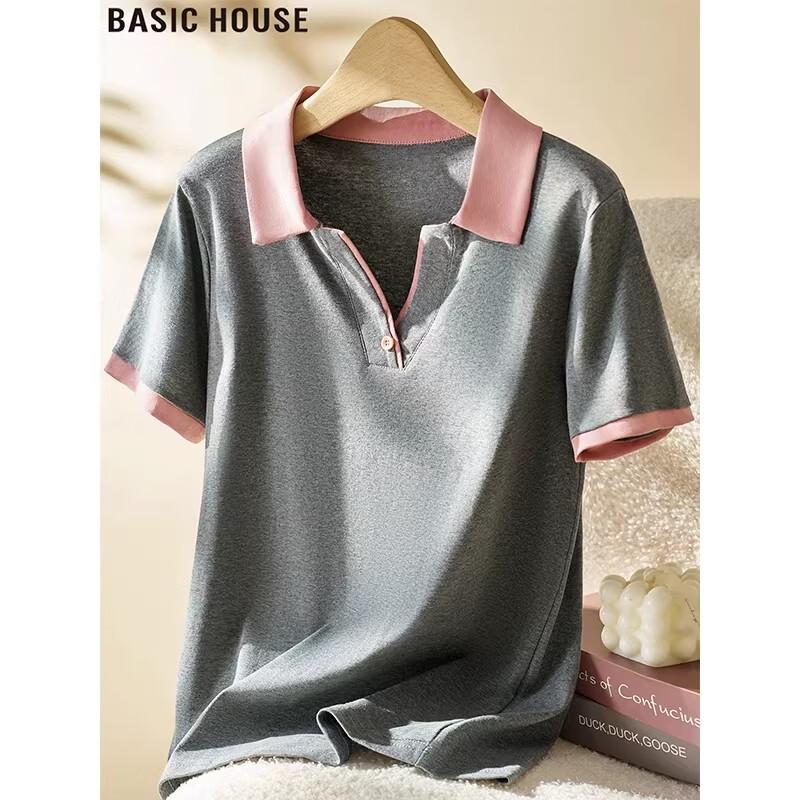 Женская поло-футболка Basic House с цветными блоками и пэчворком M