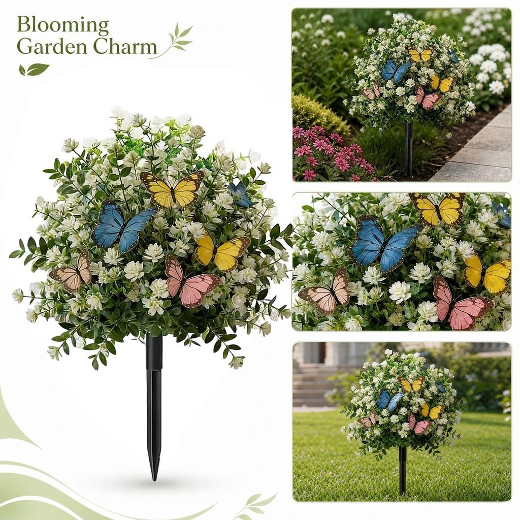 Artificial Flower Garden Stake with Ground Spike Realistic Morning Glory Simulation Outdoor Decorative Plant for Lawn Patio Yard