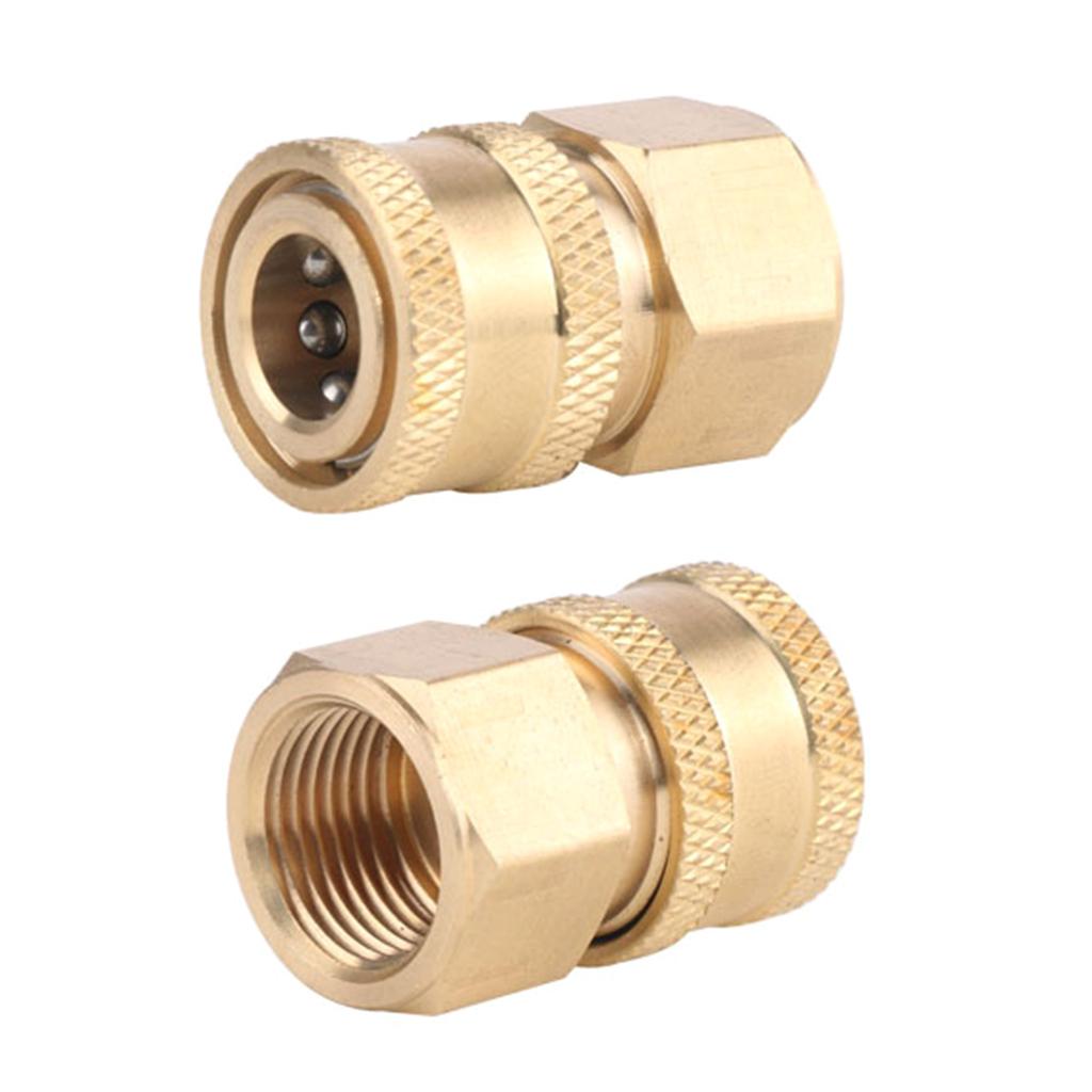 Adattatore Acqua a Pressione per Lavaggio Auto Ugello in Rame Anticorrosione Connessione Rapida da 1/4 di Pollice Adattatore M18x1.5 Set da 2 Pezzi