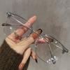 Fashionable Ultra-light Retro Temperament Half-frame Glasses For Women With High-end Anti-blue Light Flat-glass Myopia Glass