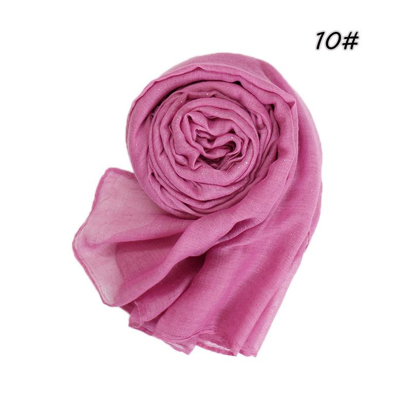 Shimmer Glitter Cotton Viscose Hijab Scarves For Women Muslim Long Shawls Headscarf Wraps Solid Headbands Stole Bufandas Turbans