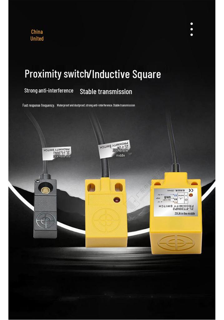 Central Connection Inductive Proximity Sensor, Square Type, Metal Detection, PNP & NPN Normally Open.