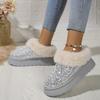 Women's Plus Size New Autumn Winter Chunky Sole Thickened Furry Snow Boots Sequin Upper