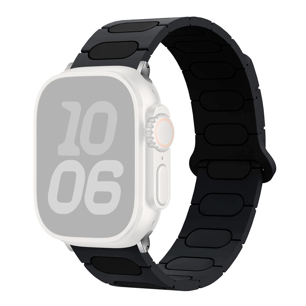 Oval Design Magnetic Strap for Apple Watch Series 11 10 42mm / 9 8 7 41mm / SE3 SE2 SE 6 5 4 40mm / 3 2 1 38mm Silicone Watch Band Dual Color