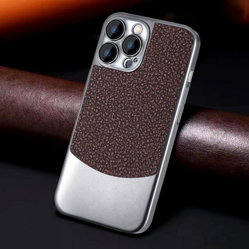 Ultra Slim TPU Phone Case IPhone 15 Pro Max With Dual-Tone Rock Texture Full Coverage Lens Protector Magnetic Support