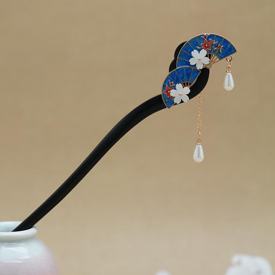 Retro Flower Hair Forks Long Tassels Wooden Hair Sticks Pearls Bead Step Shake Chinese Wedding Bridal Hairpins Clips Jewelry