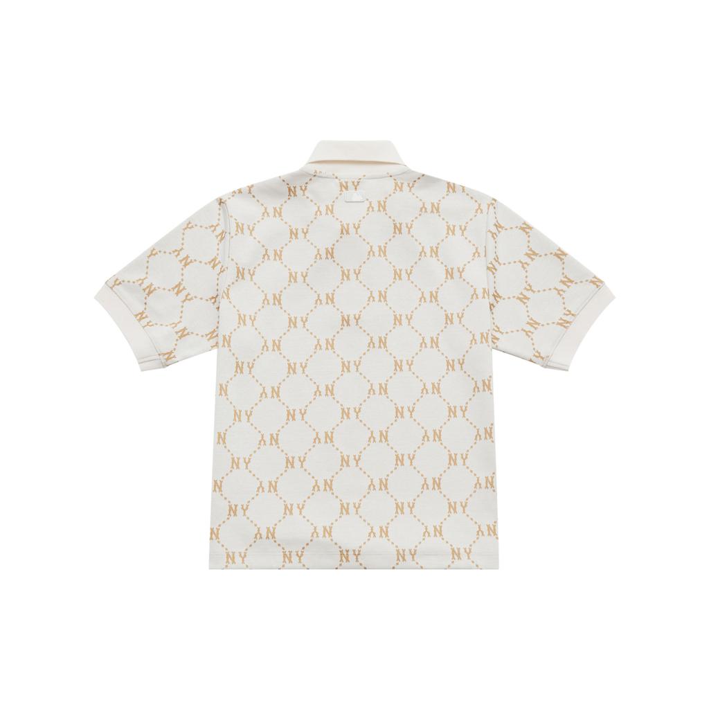 New MLB MONOGRAM Collection New York Yankees Polo Shirt Women's Ivory White 3FPQM0253-50IVS