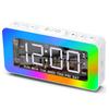 Digital Alarm Clock LED Desktop Clock Large Display USB Powered 8 LED RGB Night Light Electronic Clock for Bedroom