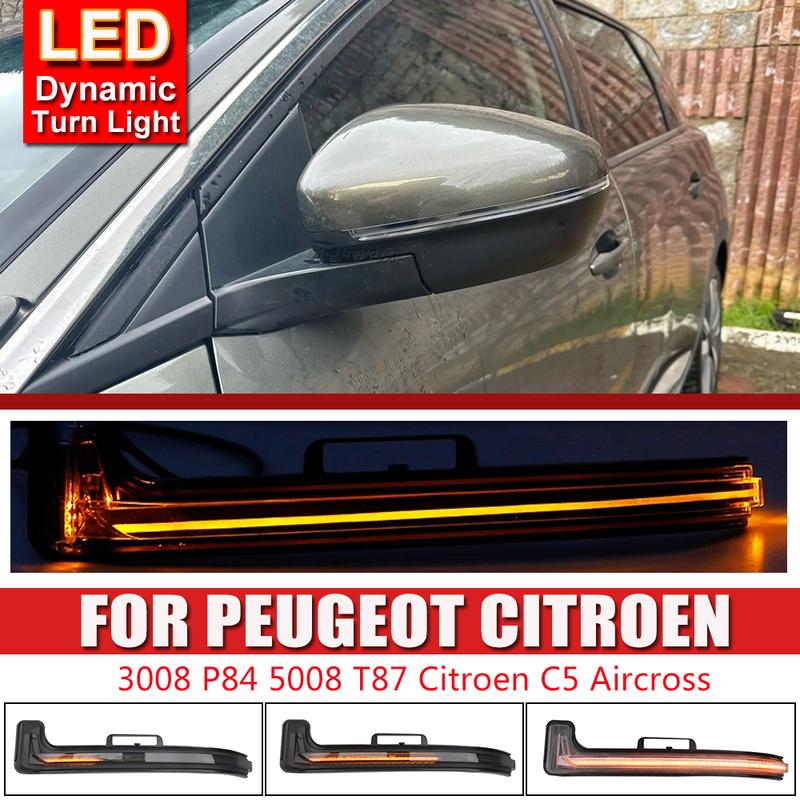2pcs For Peugeot 3008 5008 2017- Dynamic Turn Signal Light For Citroen C5 Aircross LED Side Mirror Indicator Blinker Lamp